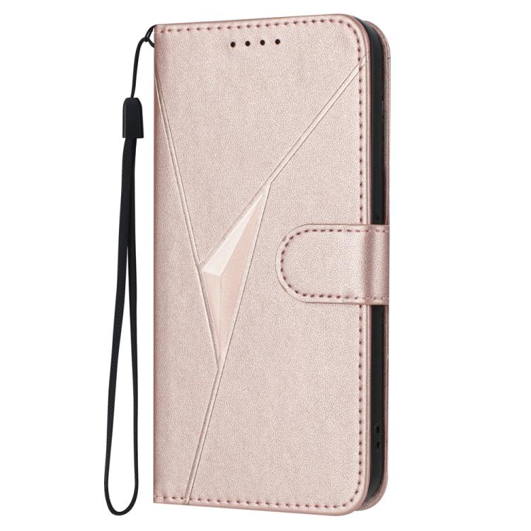 Funda de Cuero Itel S25 con Cierre de Hebilla y Diseño Triangular (Oro Rosa)