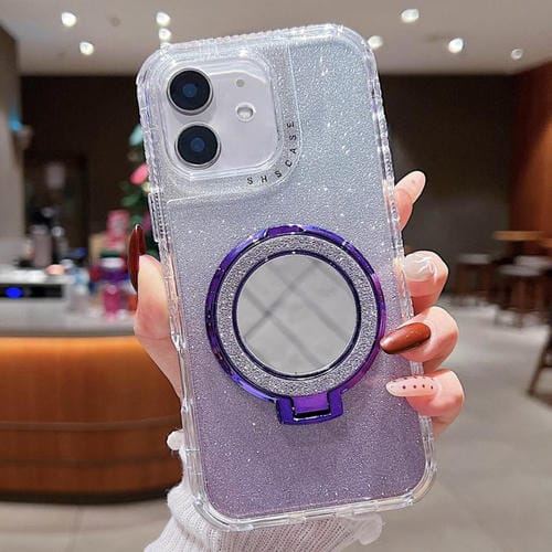 Funda para Teléfono Magsafe iPhone 12 Soporte Espejo Purpurina (Morado)