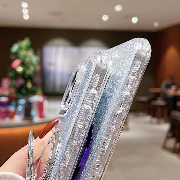 Funda para Teléfono Magsafe con Soporte Espejo y Purpurina para iPhone 15 Plus (Morado)