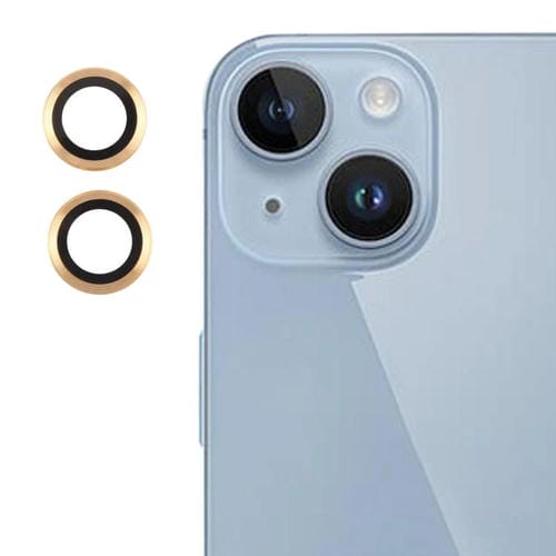 Cubierta de Cámara Trasera Película de Lente de Vidrio Templado 9H para iPhone 15 Plus 15 14 Plus 14 (Dorado)