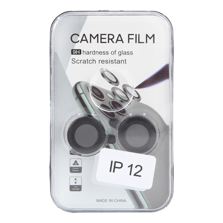 Película de Lente de Vidrio Templado 9H para Cubierta Cámara Trasera iPhone 12 (Negro)