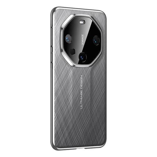 Funda para Teléfono Huawei Mate 60 Diseño Imitación Cuero Liso Pintura PC (Gris)