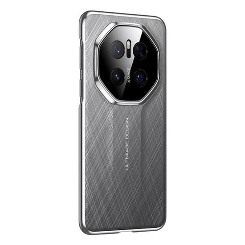 Funda para Teléfono Huawei Mate 70 Diseño Imitación Cuero Liso Pintura PC (Gris)