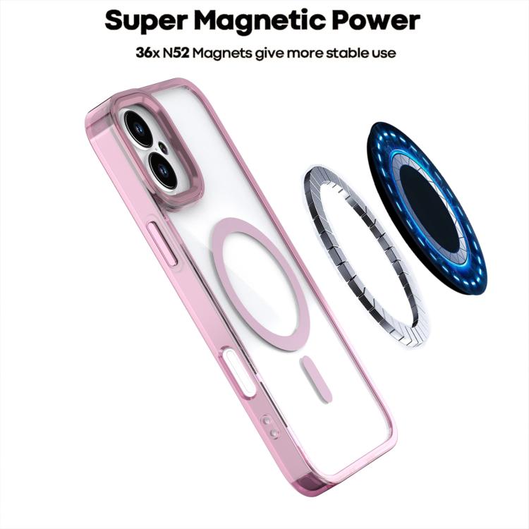Funda magnética transparente MagSafe para iPhone 16 Plus (negra)