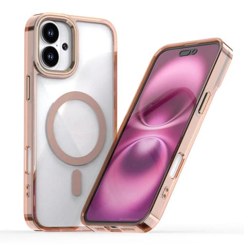 Funda magnética transparente MagSafe para iPhone 16 Plus (dorada)