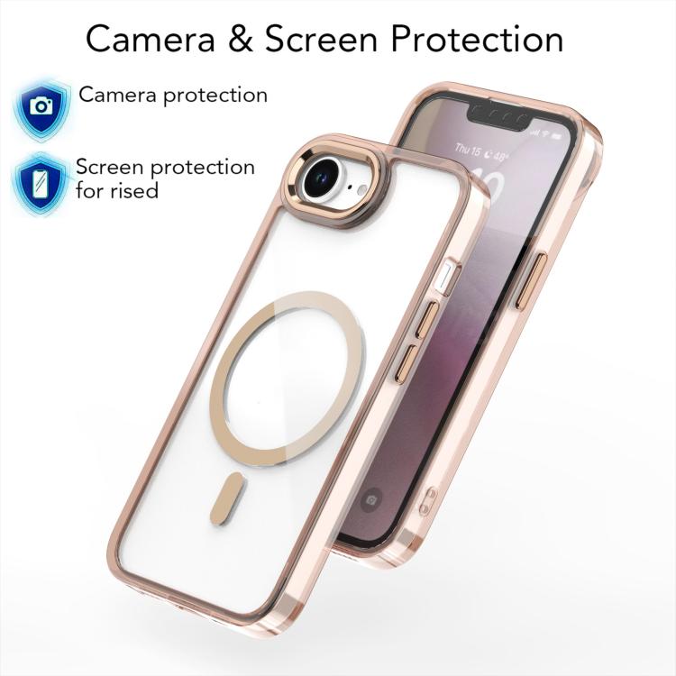 For iPhone 16e MagSafe Magnetic Clear Phone Case(Pink)
