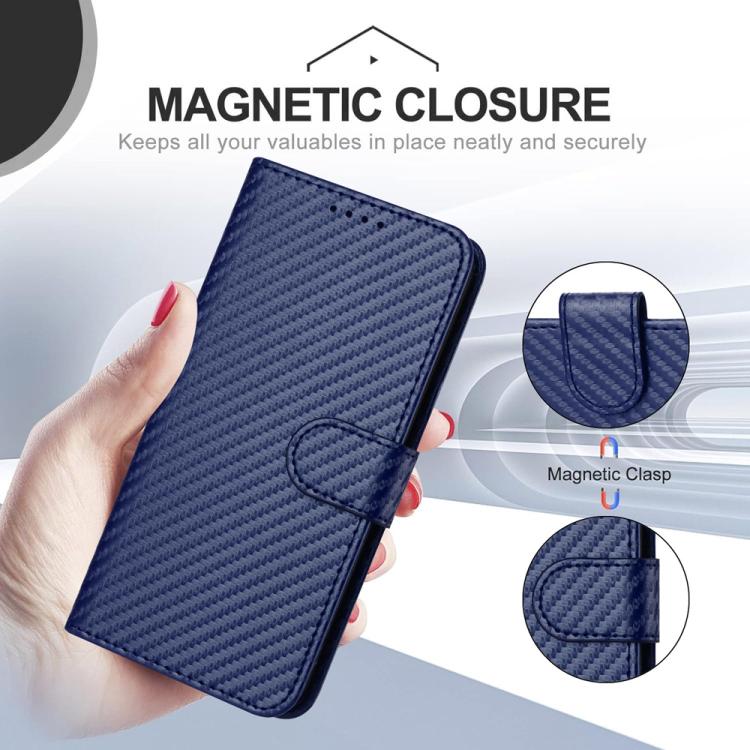 Funda de Cuero con Hebilla de Fibra de Carbono para Teléfono Itel A50 Yx0070 con Cordón (Azul Real)