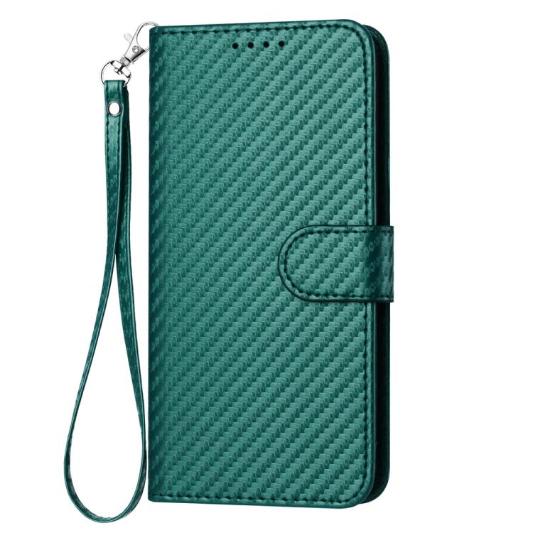 Funda de Cuero con Hebilla de Fibra de Carbono para Teléfono Itel S25 Ultra Yx0070 con Cordón (Verde Oscuro)
