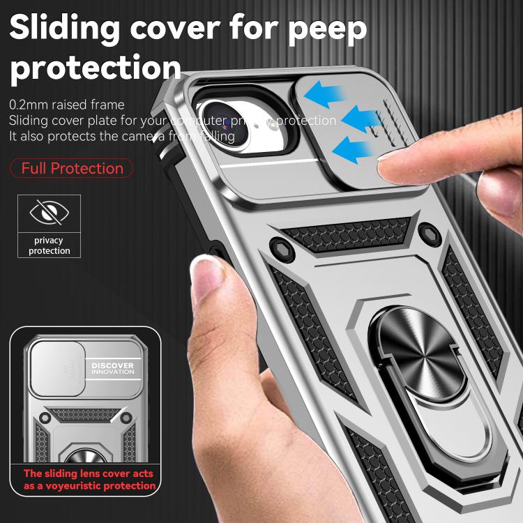 Funda para Teléfono Camshield iPhone 16E Soporte Deslizante (Plateada)
