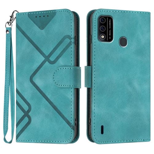 Funda Piel Sintética Itel A48 Diseño de Líneas (Azul Claro)