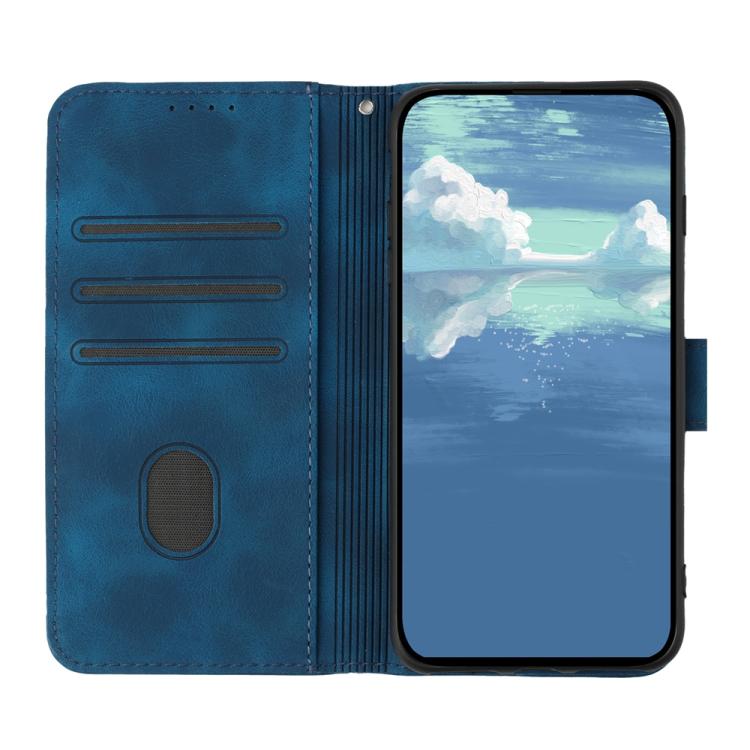 Funda de Piel Sintética para Teléfono Itel A50 con Diseño de Líneas (Azul Real)