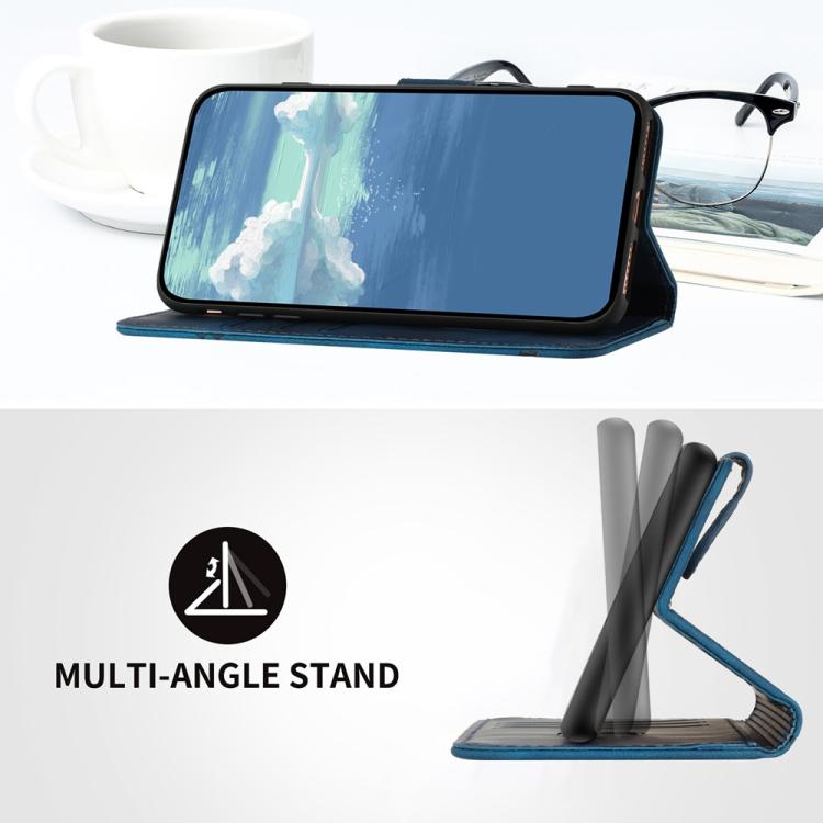 Funda de Piel Sintética para Teléfono Itel A50 con Diseño de Líneas (Azul Real)