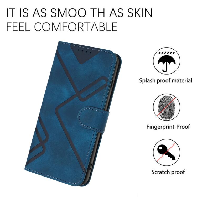 Funda de Piel Sintética para Teléfono Itel A50 con Diseño de Líneas (Azul Real)