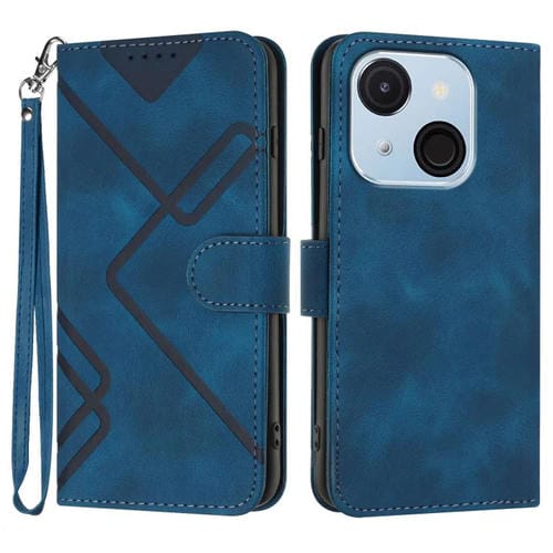 Funda de Cuero para Teléfono Itel A50C con Diseño de Líneas y Tacto Suave (Azul Real)