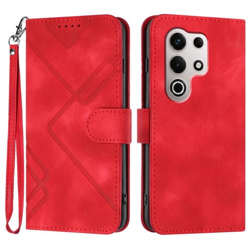 Funda de Cuero Itel S25 Ultra Diseño Líneas Finas (Rojo)
