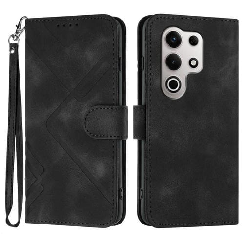 Funda de Cuero para Teléfono Itel S25 Ultra con Diseño de Líneas Finas y Tacto Suave (Negro)