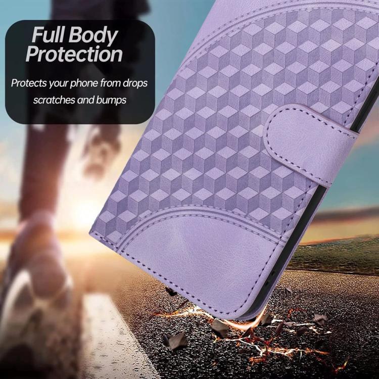 Funda de Cuero con Relieve de Cabeza de Elefante y Cordón para Vivo V50 Lite 4G/5G (Morado Claro)