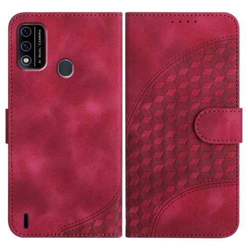 Funda de Cuero con Relieve de Cabeza de Elefante para Itel A48 con Cordón (Rosa Rojo)