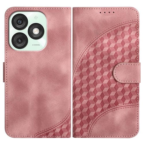 Funda de Cuero con Relieve Cabeza de Elefante para Itel A50 con Cordón (Rosa)