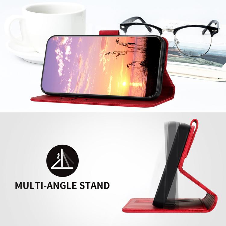 Funda de Cuero con Relieve de Cabeza de Elefante para Itel A50 con Cordón (Rojo)