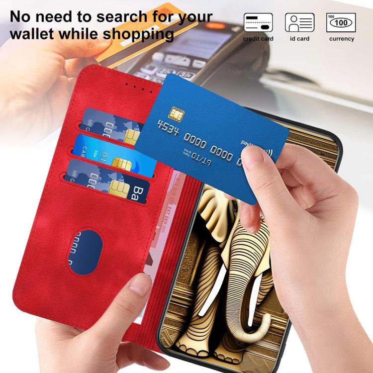 Funda de Cuero con Relieve de Cabeza de Elefante para Itel A50 con Cordón (Rojo)