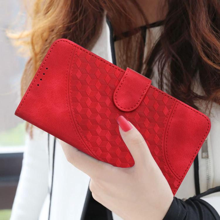 Funda de Cuero con Relieve de Cabeza de Elefante para Itel A50 con Cordón (Rojo)