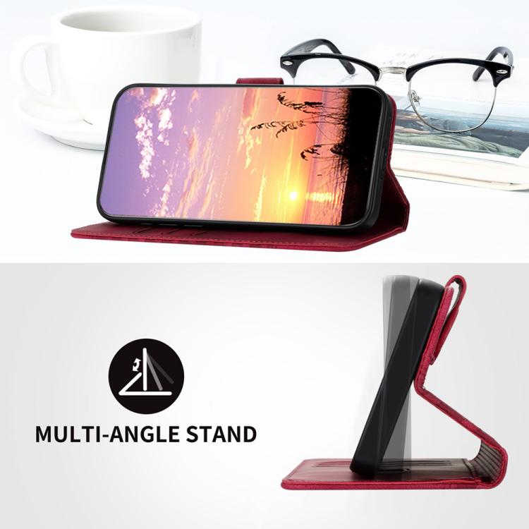 Funda de Cuero con Relieve de Cabeza de Elefante para Itel S25 Ultra con Cordón (Rosa Rojo)