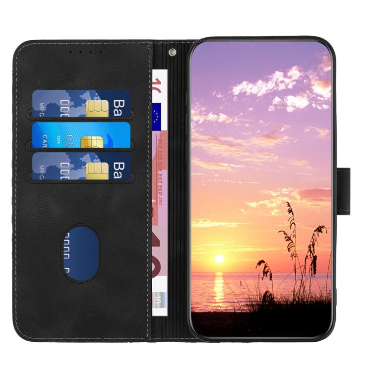Funda de Cuero con Relieve Cabeza de Elefante para Itel S25 Ultra con Cordón (Negro)