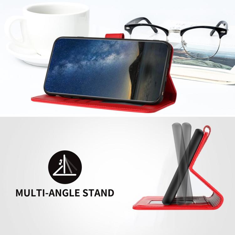 Funda de Cuero con Tapa y Relieve de Flor de Datura para Vivo Y29 4G (Roja)