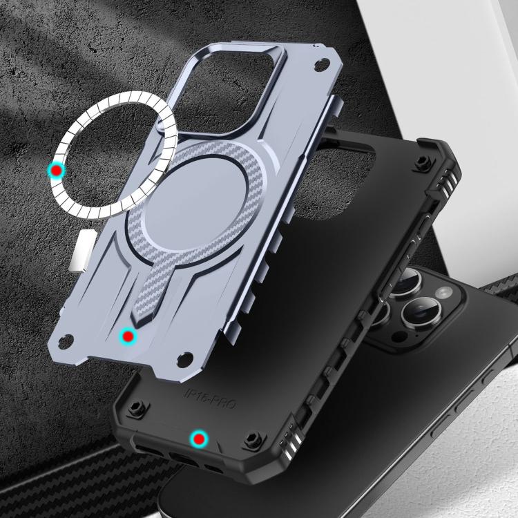 Funda híbrida TPU y PC Straship Magsafe para iPhone 16 Pro Max (Gris)