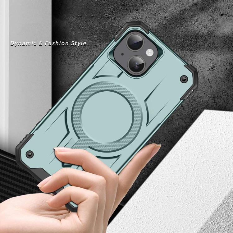 Funda híbrida TPU y PC Straship Magsafe para iPhone 14/13 (Verde Medianoche)