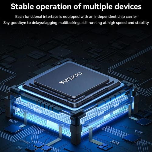 Estación de Acoplamiento Adaptador Hub Multifuncional Tipo C 3.1 8 en 1 Yesido HB27 (Gris Oscuro)