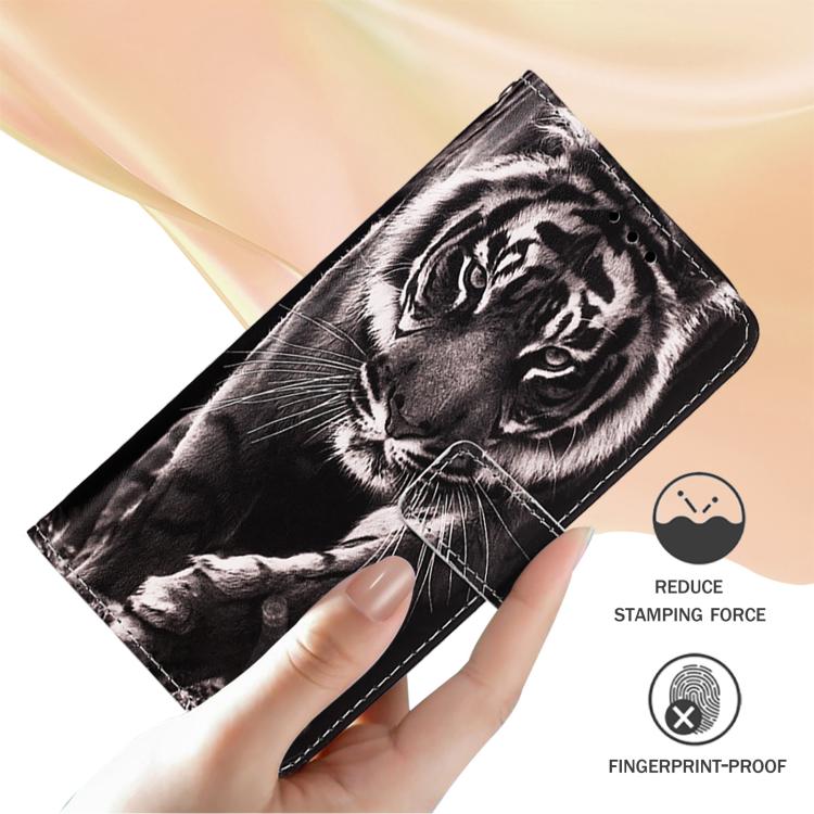Funda de Cuero para Asus Rog Phone 9/9 Pro con Patrón Tigre (Blanco y Negro)