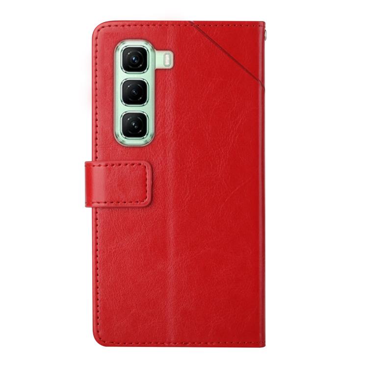 Funda de Cuero con Tapa y Patrón en Forma de Y para Infinix Hot 50 Pro 4G (Rojo)