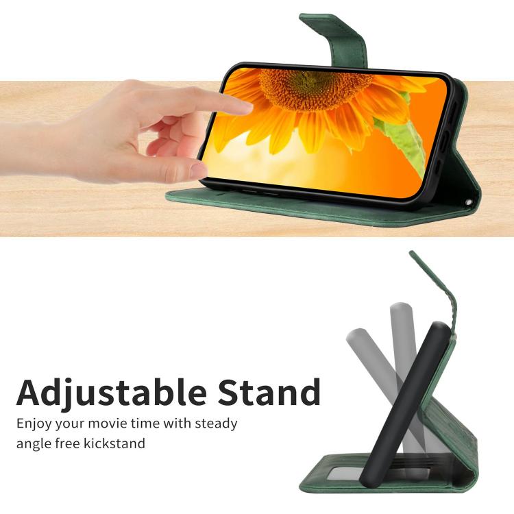 Funda de Cuero con Tapa y Cordón para Infinix Hot 50 Pro 4G con Diseño de Girasol (Verde)