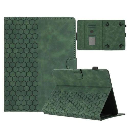 Funda para Tableta Inteligente de Cuero con Relieve de Panal 7 Pulgadas (Verde)