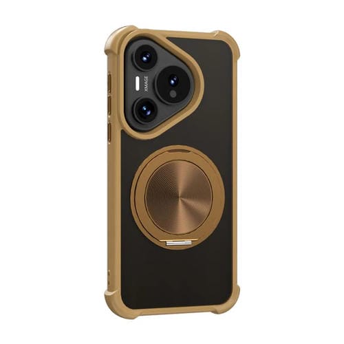 Funda para Teléfono Huawei Pura 70 Pro con Soporte Giratorio 360° y Textura Cd Magsafe (Dorada)