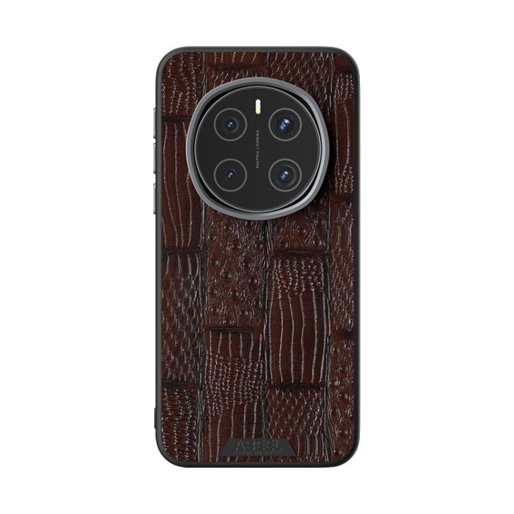 Funda Cuero Genuino Magsafe con Micrograbado 6D y Diseño Abeel Beast para Honor Magic7 Pro (Marrón)