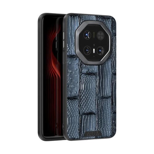 Funda de Piel Auténtica con Micrograbado 6D para Huawei Mate 70 Rs Ultimate con Diseño Abeel Beast (Azul)
