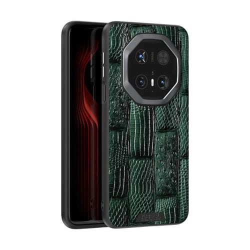 Funda de Piel Auténtica con Micrograbado 6D para Huawei Mate 70 Rs Ultimate con Diseño Abeel Beast (Verde)