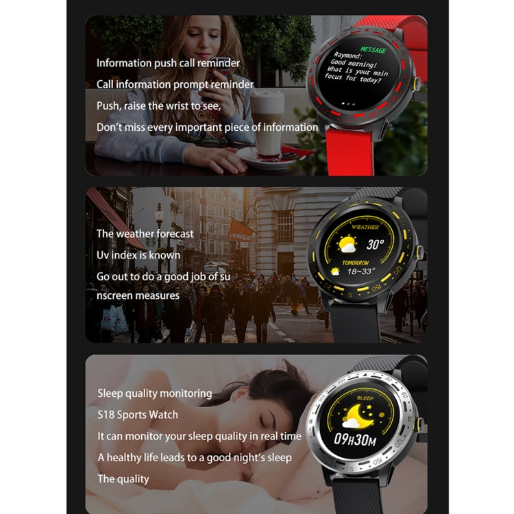 Reloj Inteligente S18 1.3 Pulgadas TFT Pantalla IP67 Monitor Sueño Frecuencia Cardíaca Presión Arterial (Gris Plateado)