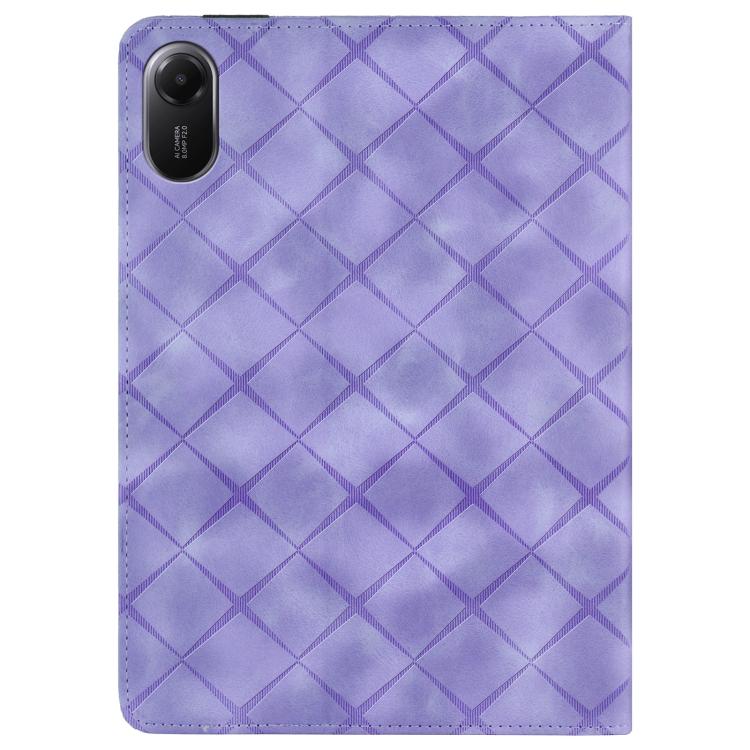 Funda de cuero con relieve de rombos para Xiaomi Redmi Pad 2 (morada)