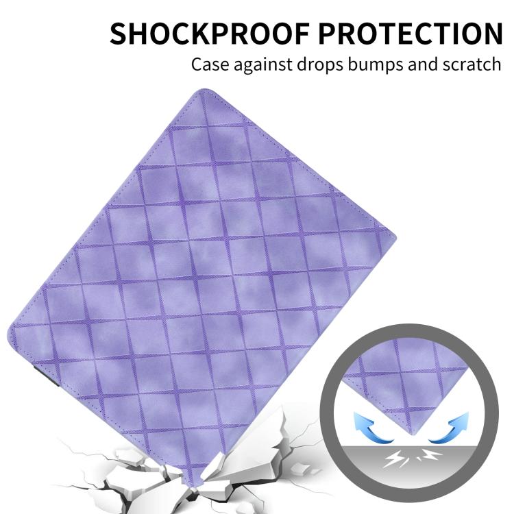 Funda de cuero con relieve de rombos para Xiaomi Redmi Pad 2 (morada)