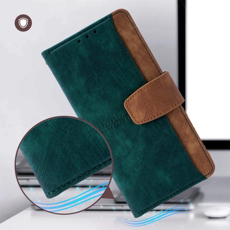 Funda de cuero con costuras de color y bloqueo RFID para Redmi A5 4G (171,7 mm, verde)