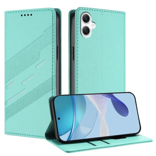 Funda de cuero retro con relieve para Samsung Galaxy A07 4G (verde menta)