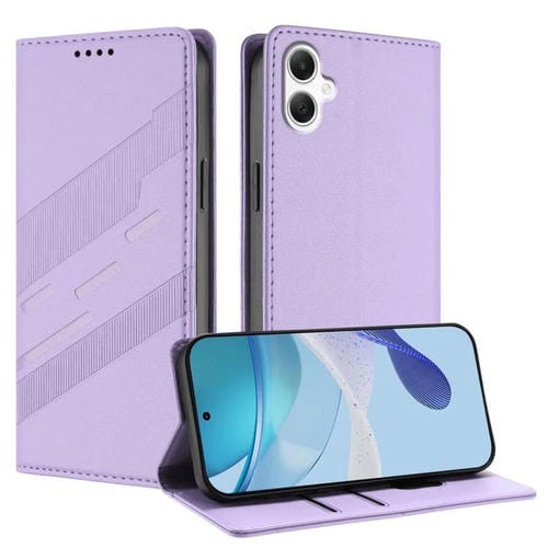 Funda de cuero retro con relieve para Samsung Galaxy A07 4G (morado claro)