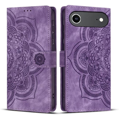 Funda de cuero retro esmerilado con diseño de mandala en relieve para iPhone 17 Air (morado)