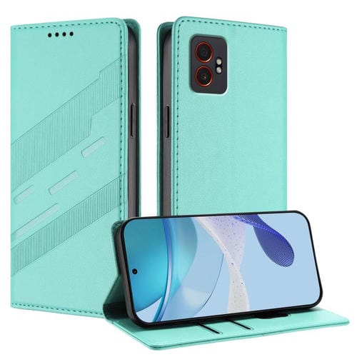 Funda de cuero retro con relieve para Samsung Galaxy XCover 7 Pro (verde menta)