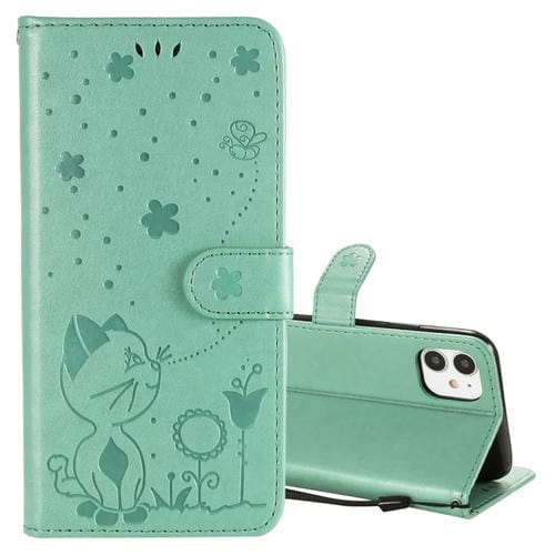 Funda de Cuero Cat Bee para iPhone 11 con Tapa Horizontal, Soporte, Ranuras para Tarjetas y Billetera (Verde)