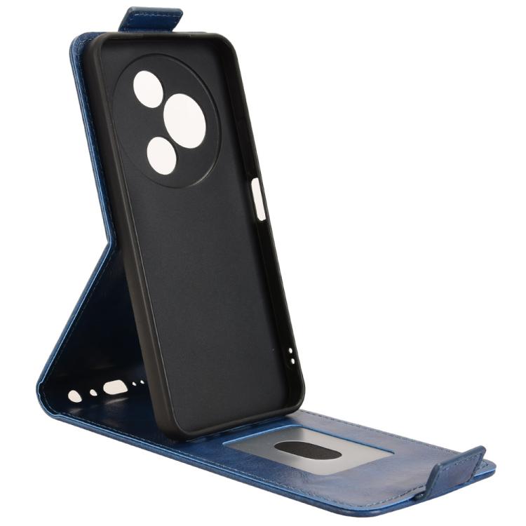 Funda magnética vertical de cuero con hebilla para TCL 605 (azul)